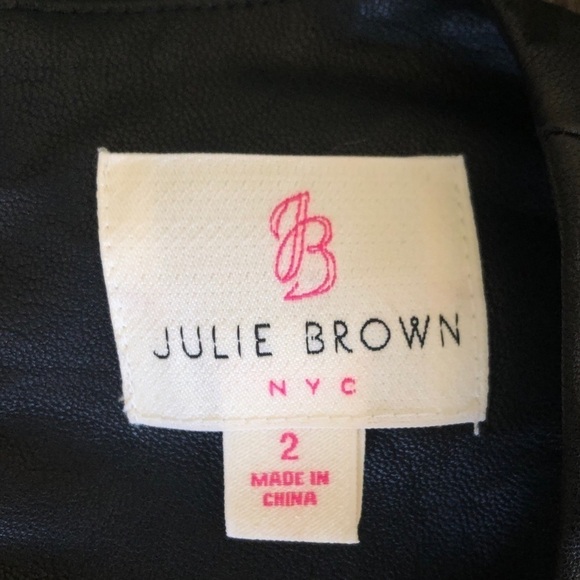 Julie Brown sleeveless black faux leather peplum top - Picture 7 of 8